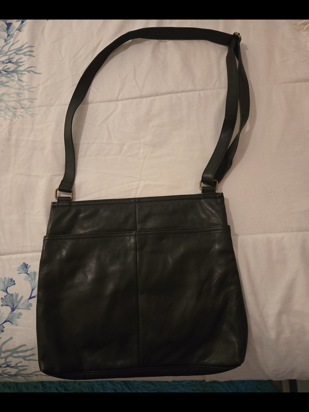 Margot Black Leather Zip-Top Crossbody